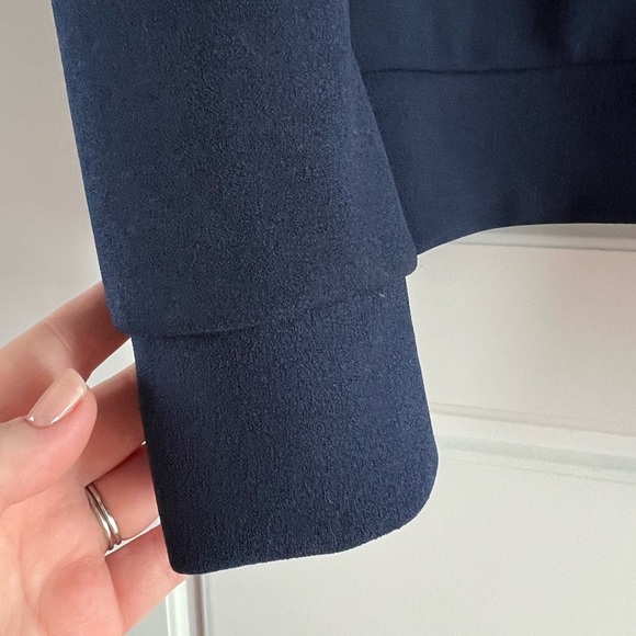 EMELIA Ruffle Bomber Jacket in Navy Women’s Size Large - Picture 5 of 10